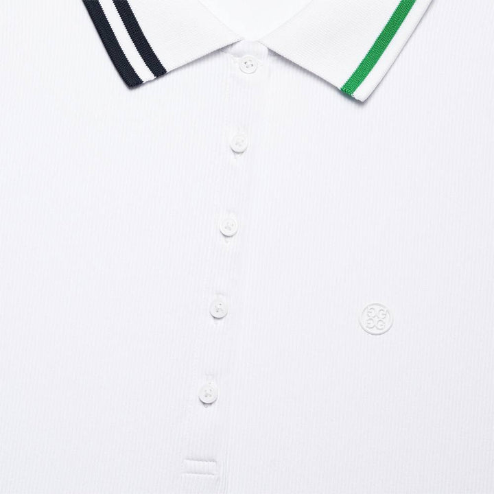 Gfore Contrast Collar Ribbed Tech Nylon Golf Polo Snow - FA24 Women
