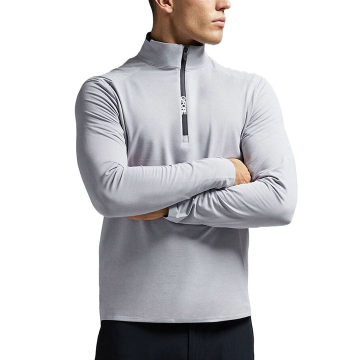 Gfore Brushed Back Tech Quarter Zip Golf Pullover Light Heather Gray - FA24