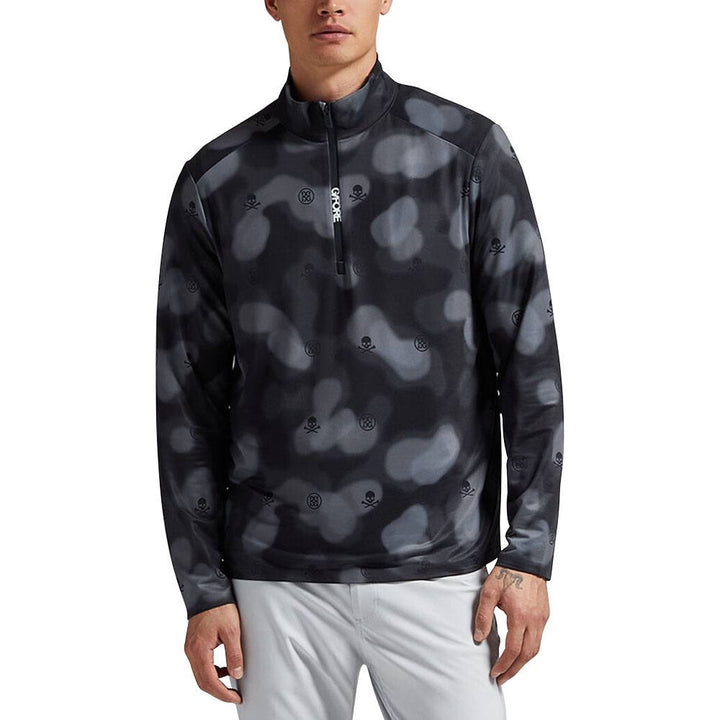 Gfore Brushed Back Tech Quarter Zip Golf Pullover Onyx Blur Camo - FA24