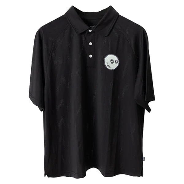 Malbon Evergreen Raglan Sleeve Mesh Golf Polo Black