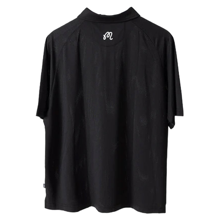 Malbon Evergreen Raglan Sleeve Mesh Golf Polo Black