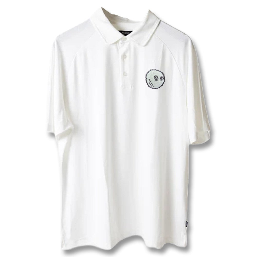 Malbon Evergreen Raglan Sleeve Mesh Golf Polo White