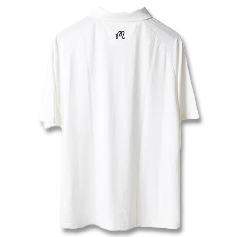Malbon Evergreen Raglan Sleeve Mesh Golf Polo White