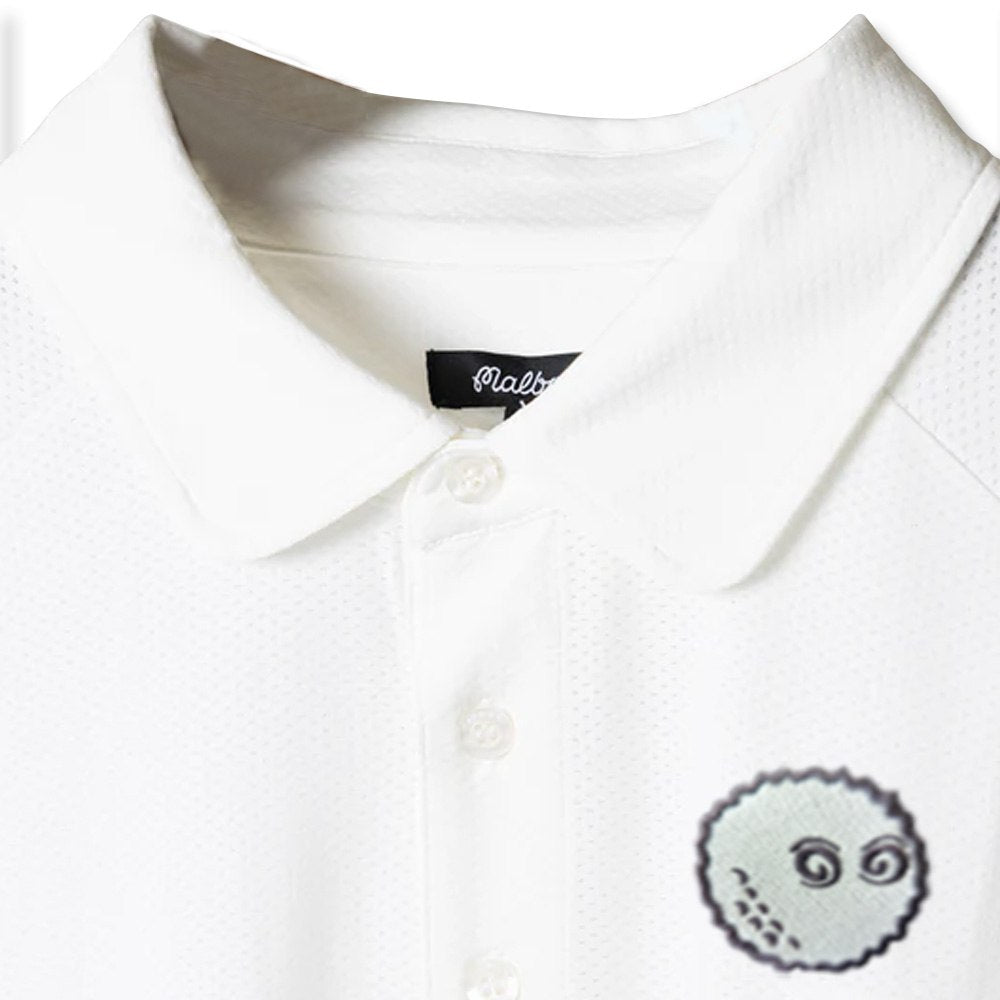 Malbon Evergreen Raglan Sleeve Mesh Golf Polo White