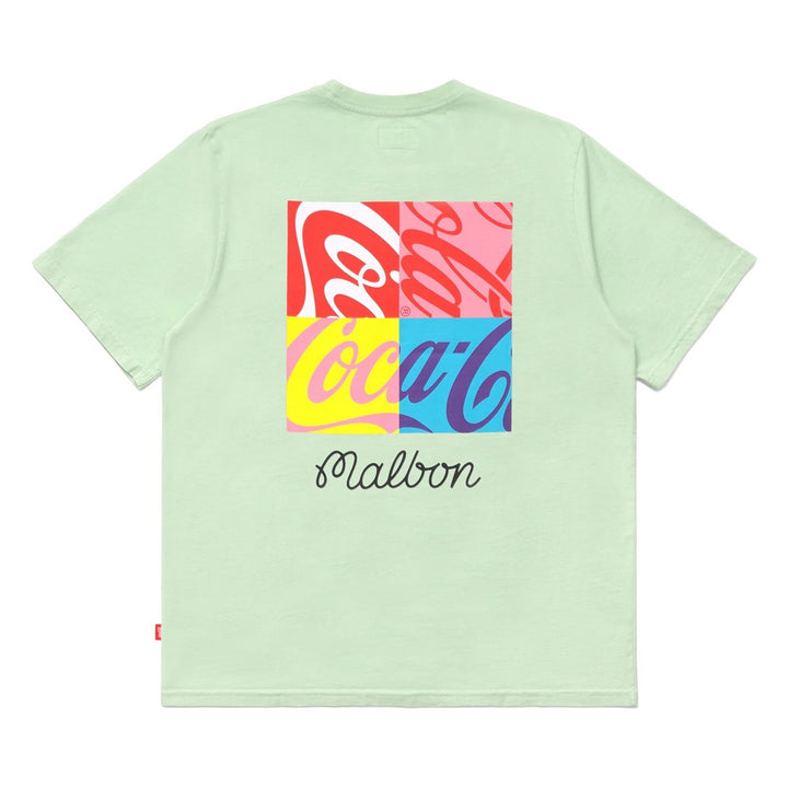 Malbon x Coca Cola Spencerian Block Golf T-Shirt Aqua