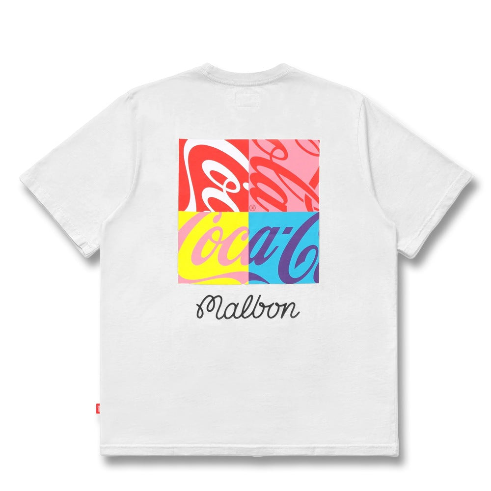 Malbon x Coca Cola Spencerian Block Golf T-Shirt White
