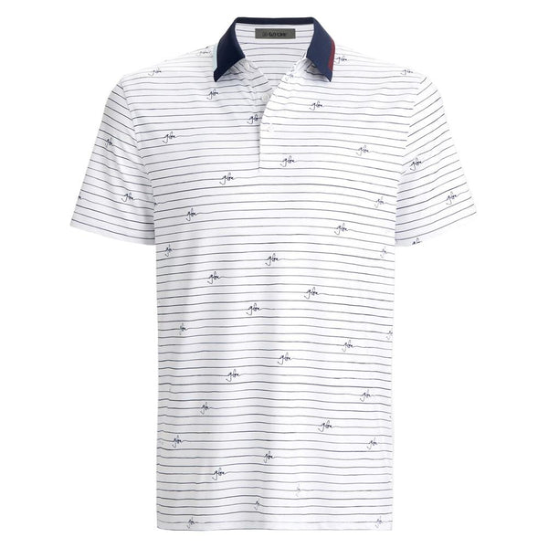 Gfore Script Stripe Tech Jersey Golf Polo Snow - FA24