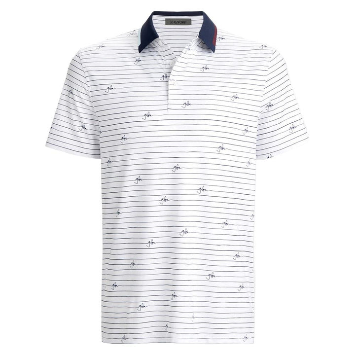 Gfore Script Stripe Tech Jersey Golf Polo Snow - FA24