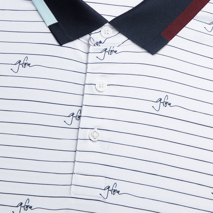Gfore Script Stripe Tech Jersey Golf Polo Snow - FA24