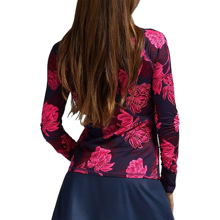 Gfore Contrast Stamped Floral Tech Ruched Golf Pullover Twilight - FA24 Women