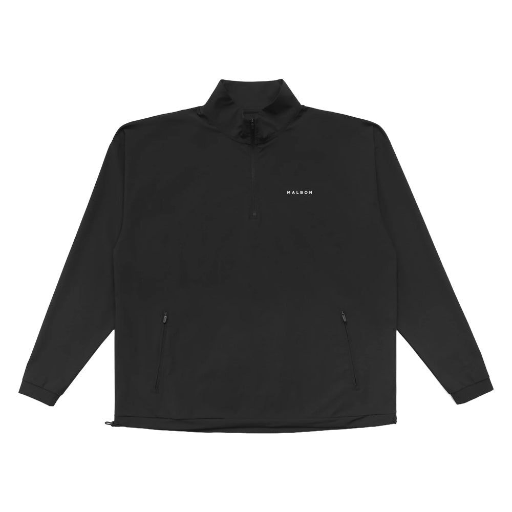 Malbon Performance Quarter Zip Shell Golf Pullover Black