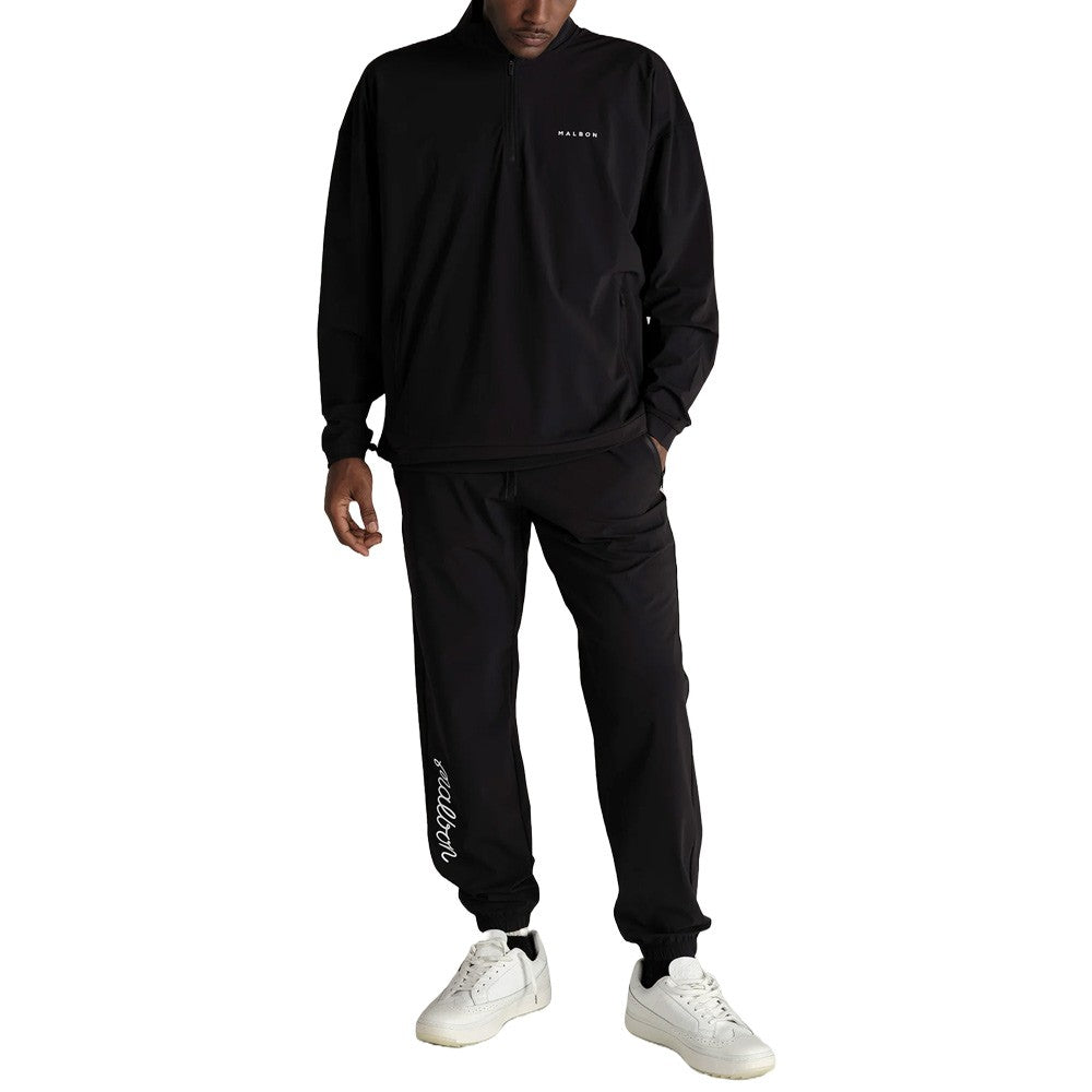 Malbon Performance Quarter Zip Shell Golf Pullover Black