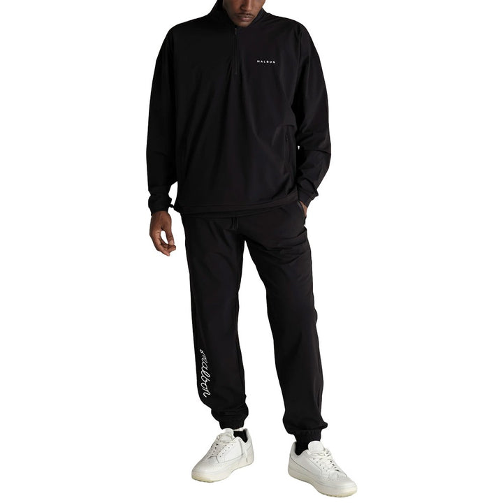 Malbon Performance Quarter Zip Shell Golf Pullover Black