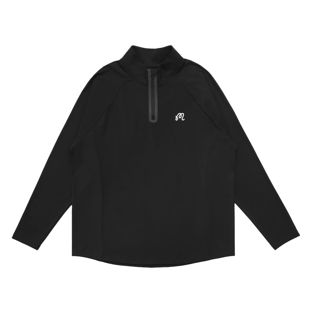 Malbon Performance Raglan Quarter Zip Golf Pullover Black