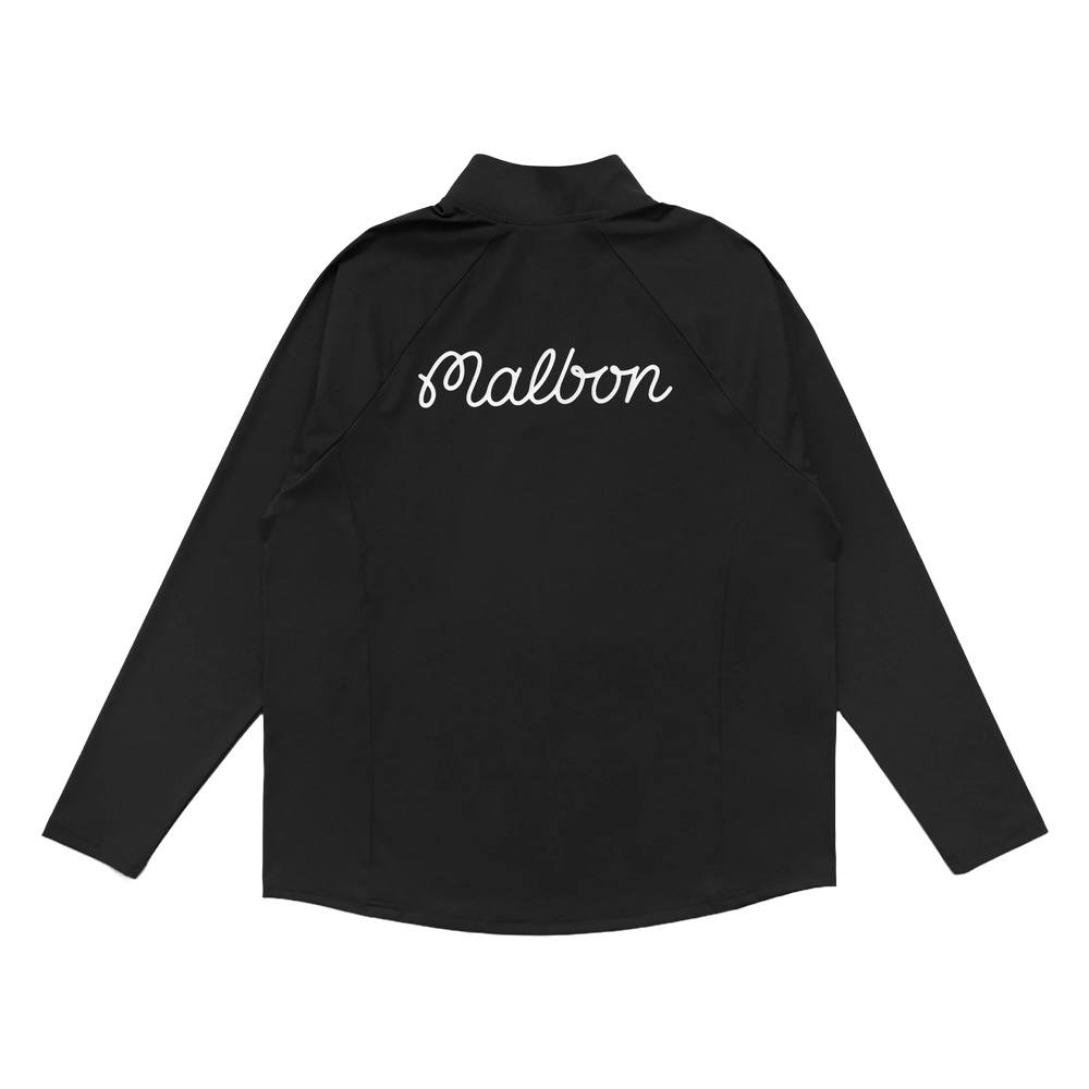 Malbon Performance Raglan Quarter Zip Golf Pullover Black