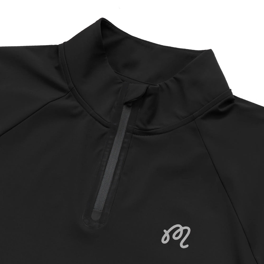 Malbon Performance Raglan Quarter Zip Golf Pullover Black