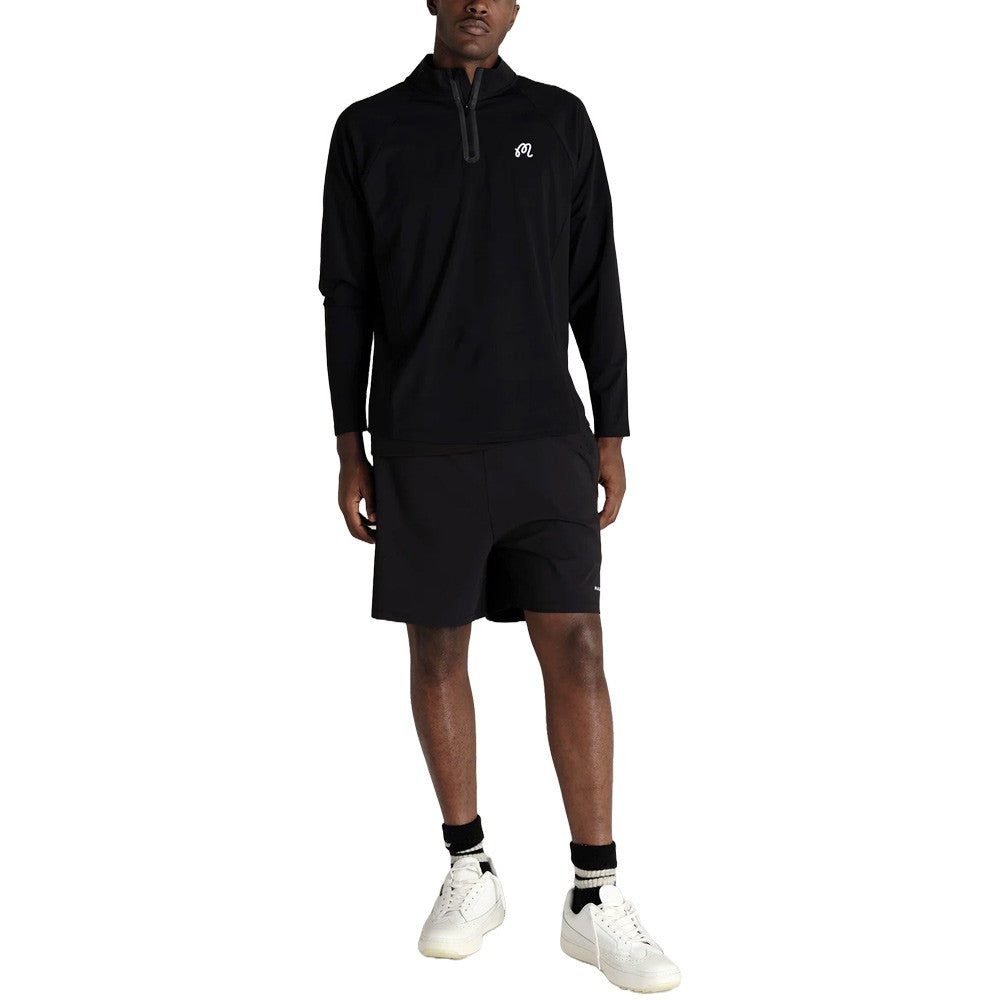 Malbon Performance Raglan Quarter Zip Golf Pullover Black
