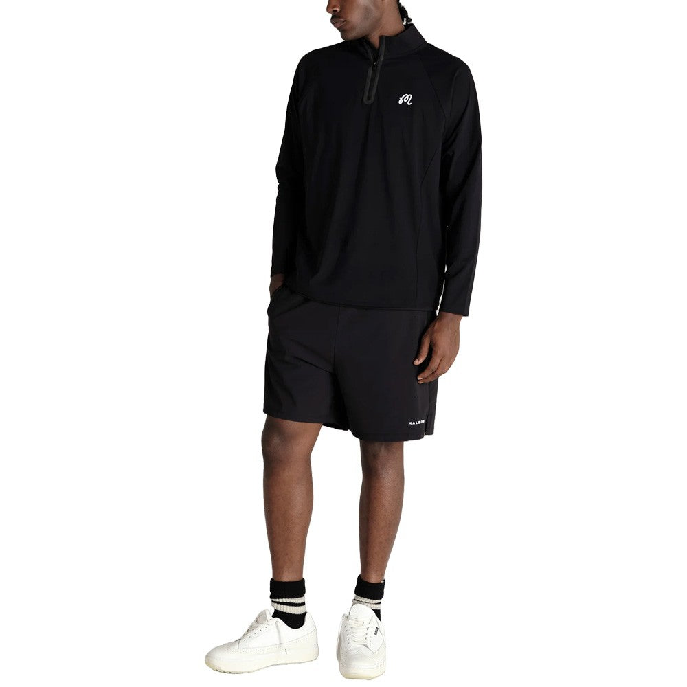 Malbon Performance Raglan Quarter Zip Golf Pullover Black