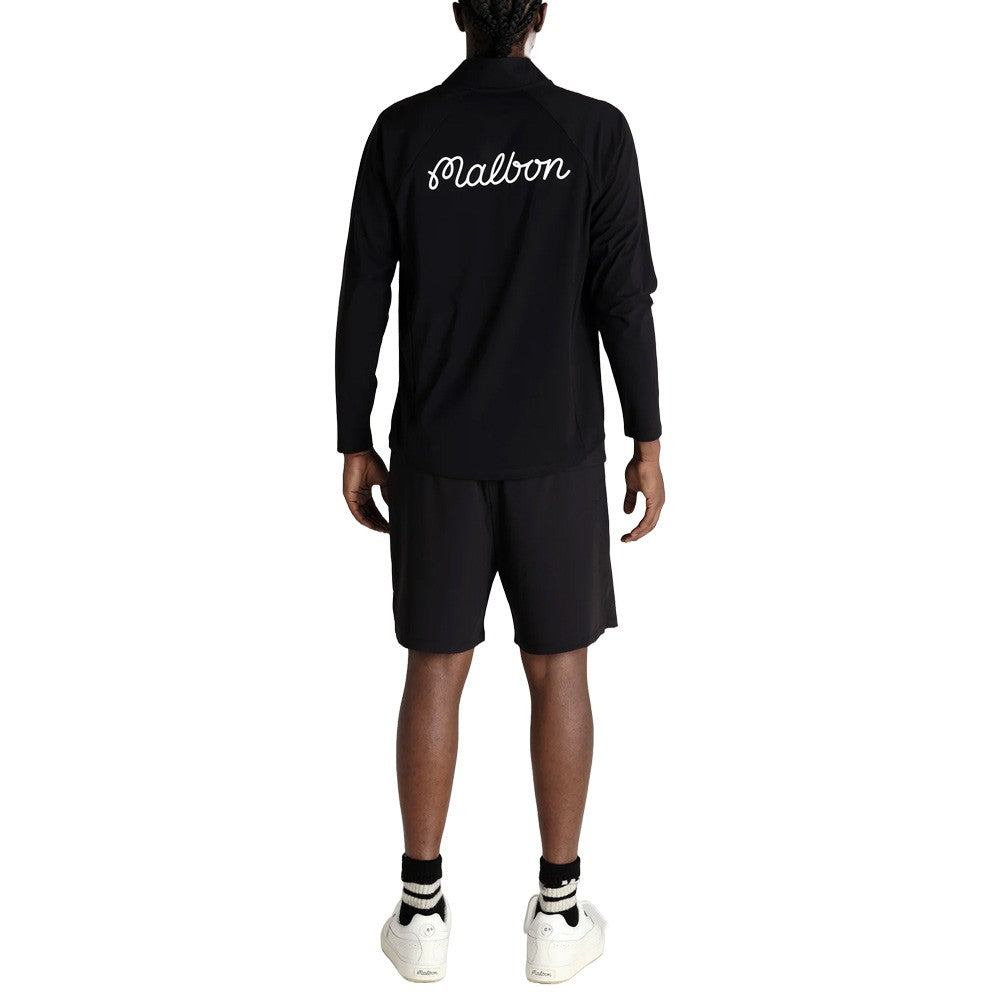 Malbon Performance Raglan Quarter Zip Golf Pullover Black