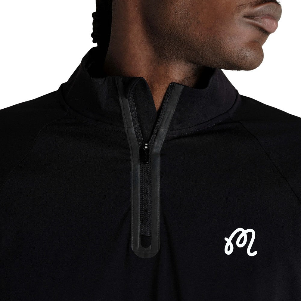 Malbon Performance Raglan Quarter Zip Golf Pullover Black