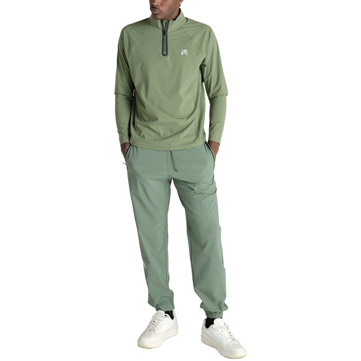 Malbon Performance Raglan Quarter Zip Golf Pullover Forest