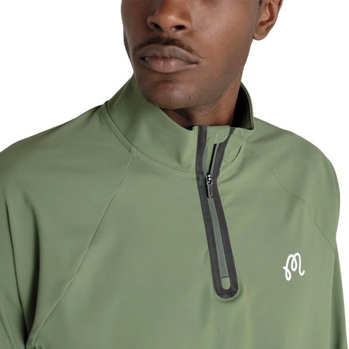 Malbon Performance Raglan Quarter Zip Golf Pullover Forest