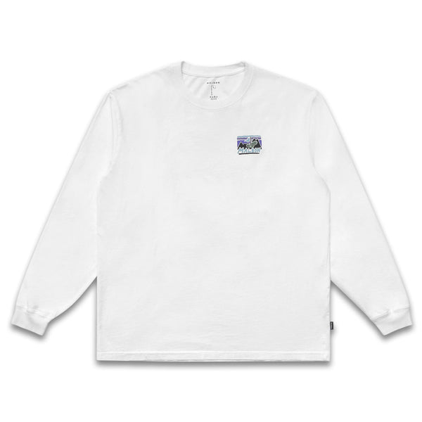 Malbon Glacier Buckets Longsleeve Golf T-Shirt White
