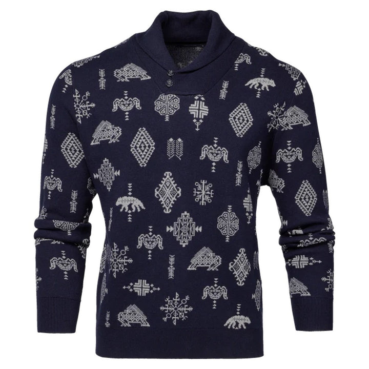 Greyson Norwegian Shawl Golf Sweater Maltese Blue - FA24 Men