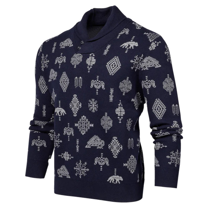 Greyson Norwegian Shawl Golf Sweater Maltese Blue - FA24 Men
