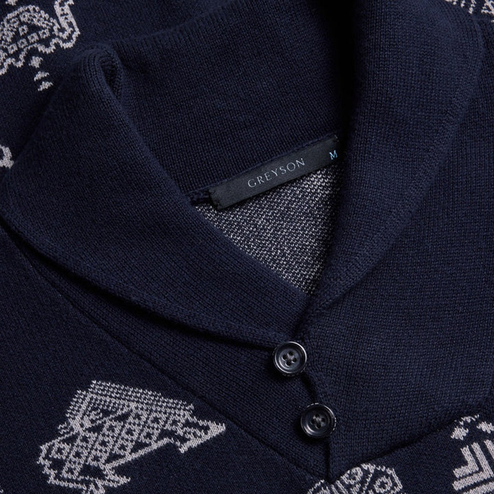 Greyson Norwegian Shawl Golf Sweater Maltese Blue - FA24 Men