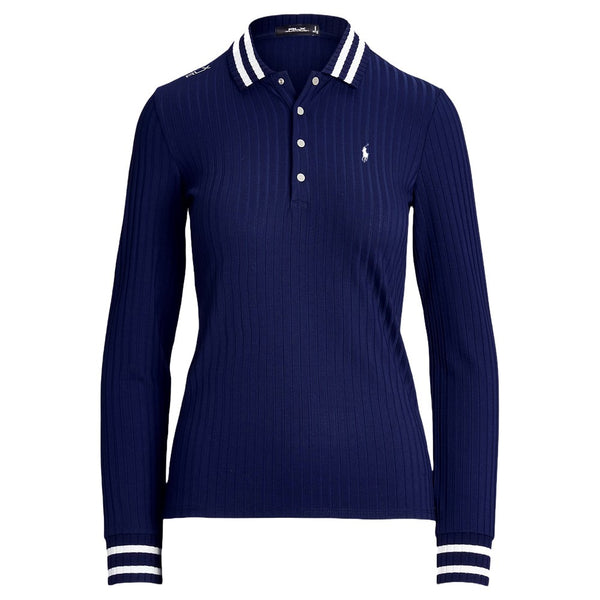 Ralph Lauren Drop Needle Rib Knit Golf Polo Refined Navy - FW24 Women