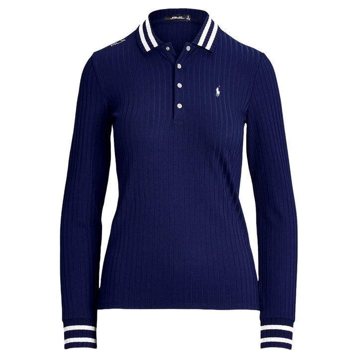 Ralph Lauren Drop Needle Rib Knit Golf Polo Refined Navy - FW24 Women