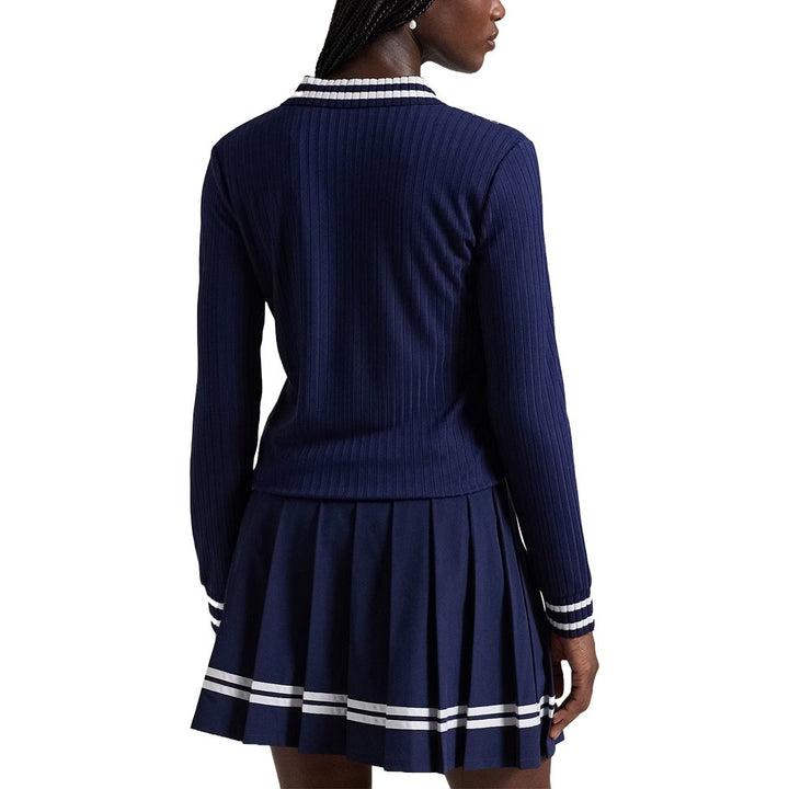 Ralph Lauren Drop Needle Rib Knit Golf Polo Refined Navy - FW24 Women