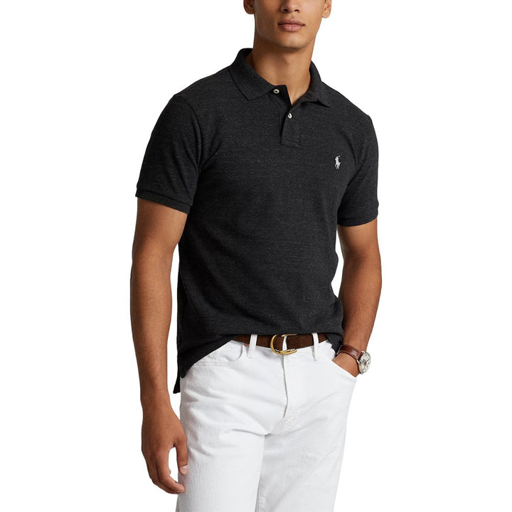 Ralph Lauren Mesh Custom Slim Fit Solid Golf Polo Black Marl Heather- FW24 Men