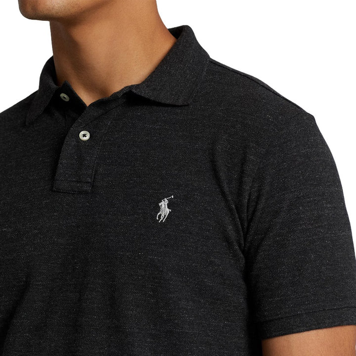 Ralph Lauren Mesh Custom Slim Fit Solid Golf Polo Black Marl Heather- FW24 Men
