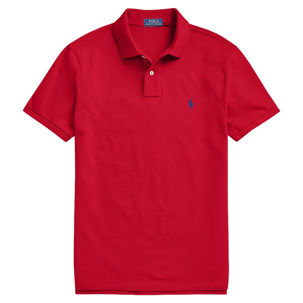 Ralph Lauren Mesh Custom Slim Fit Solid Golf Polo RL2000 Red - FW24 Men
