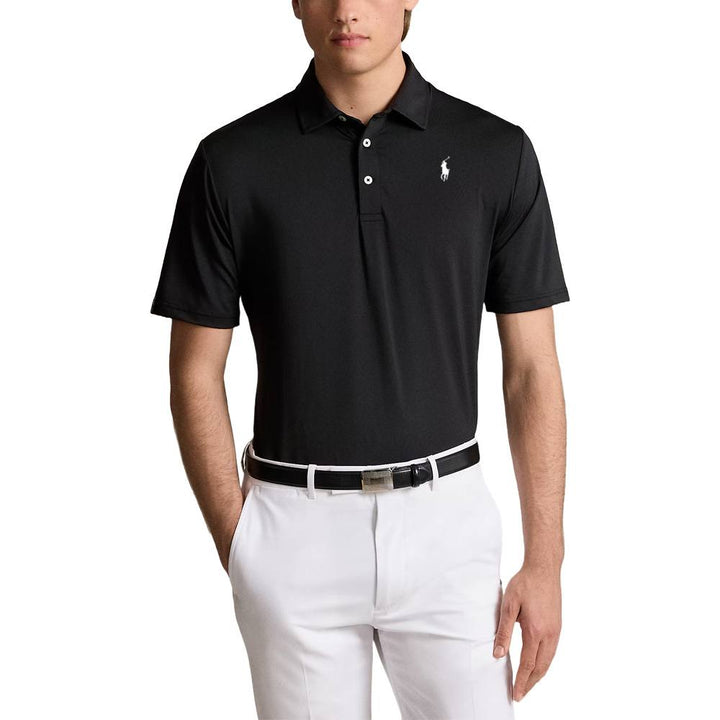 Ralph Lauren Lightweight Airflow Jersey Solid Golf Polo Black - FW24 Men