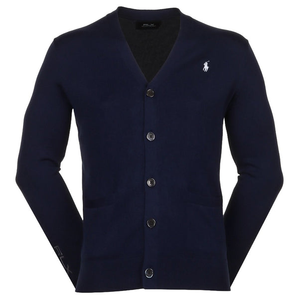 Ralph Lauren Cotton Coolmax V-Neck Cardigan Golf Sweater Refined Navy - FW24 Men