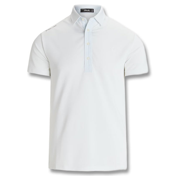 Ralph Lauren Performance Pique Collar Golf Polo Ceramice White/Office Blue - FW24 Men
