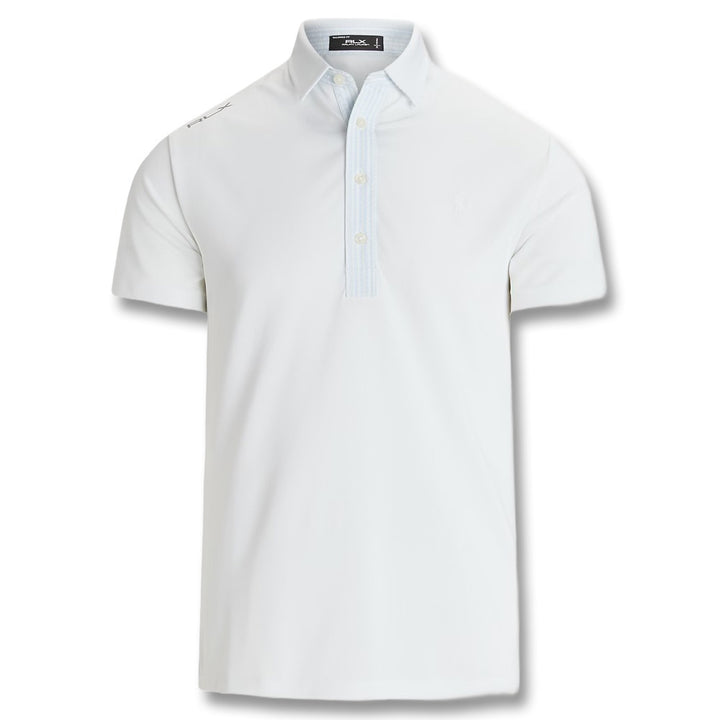 Ralph Lauren Performance Pique Collar Golf Polo Ceramice White/Office Blue - FW24 Men