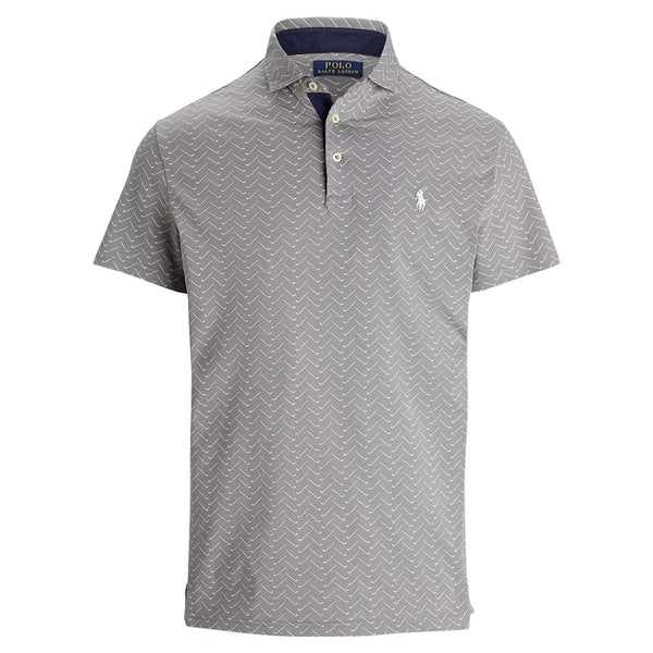Ralph Lauren Pima Jersey Knit Golf Polo Peak Gray Club Herringbone - FW24 Men