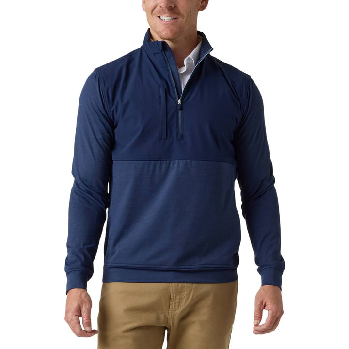 Straight Down Harding Hybrid Quarter Zip Golf Pullover New Indigo - FW24 Men