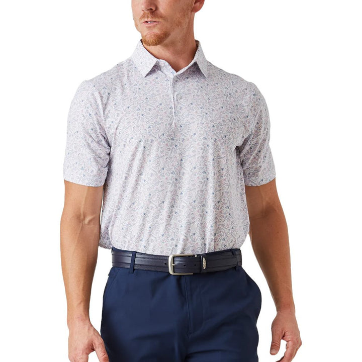 Straight Down Gridiron Golf Polo White - FW24 Men