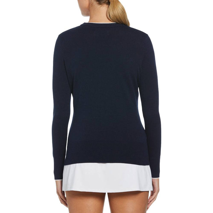 Original Penguin Longsleeve Solid Pullover Golf Sweater Black Iris - FA24 Women