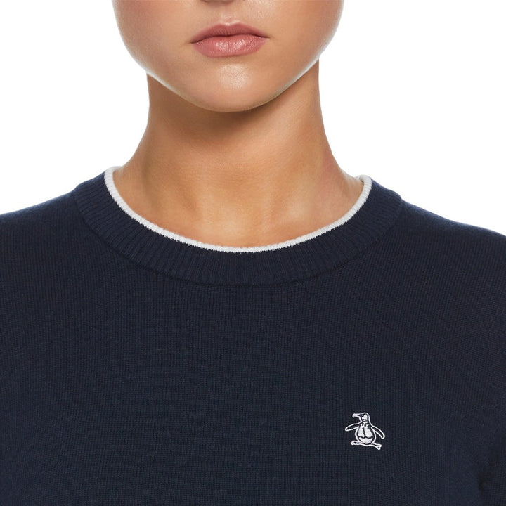 Original Penguin Longsleeve Solid Pullover Golf Sweater Black Iris - FA24 Women
