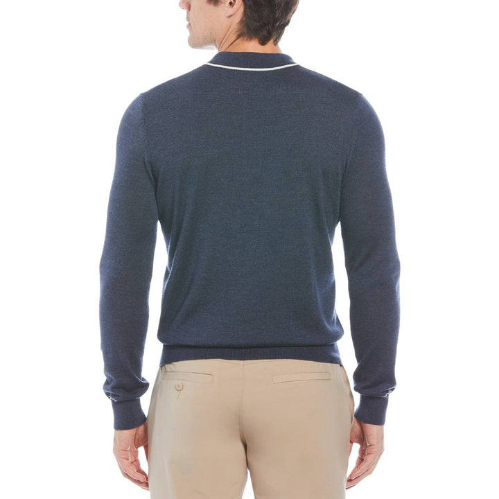 Original Penguin Earl Merino Wool Blend Golf Sweater Black Iris Bijou Heather - FA23 Men