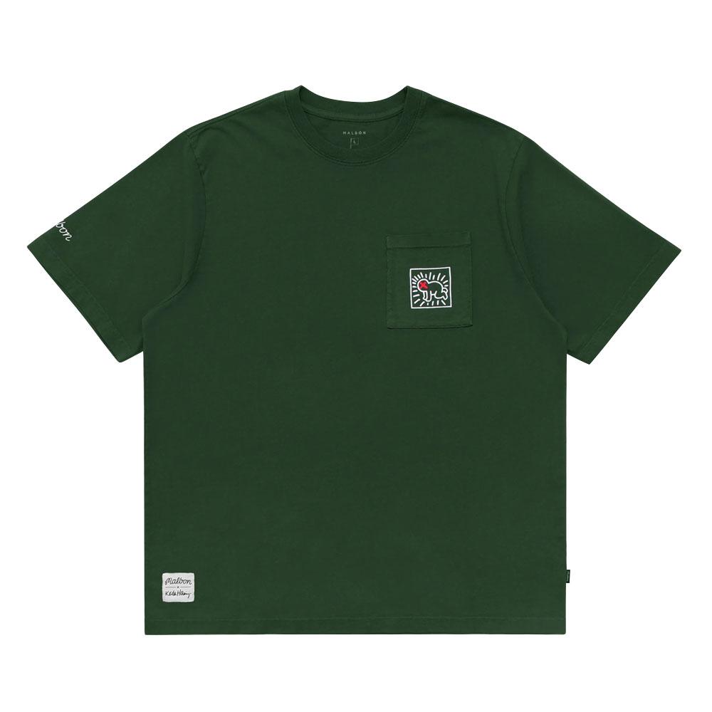 ■Malbon Golf■ Script Stitch Round T-Shirt GREEN MAN Malbon Golf T-Shirt - Tradition Tee - Kelly Green SS24