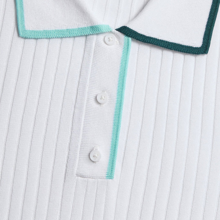 Gfore Cotton Blend Longsleeve Knit Golf Polo Snow - FA24 Women