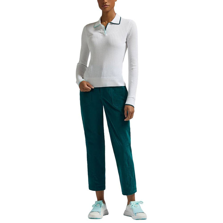 Gfore Cotton Blend Longsleeve Knit Golf Polo Snow - FA24 Women