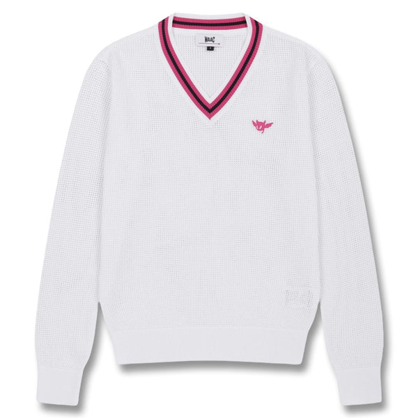 WAAC Mesh V-Neck Golf Sweater White - FW24 Women